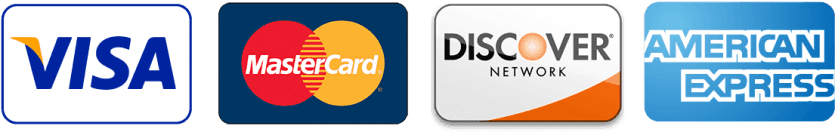 Payment Methods - Visa, Mastercard, Discover, American Express
